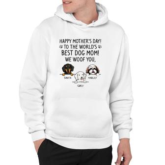 Happy Mother's Day To The World's Best Dog Mom We Woof You Santa Harley Grey Hoodie | Mazezy