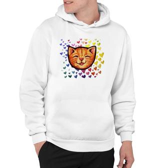 Happy Orange Tabby Cat Rainbow Hoodie | Mazezy