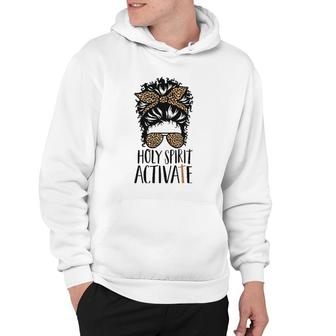 Holy Spirit Activate Black Mom Life Leopard Messy Bun Hoodie | Mazezy