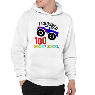 I Crushed 100 Days Of School Boys Monster Truck Hoodie | Mazezy