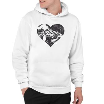 I Love Michigan Cute Vintage State Pride Gift Hoodie | Mazezy