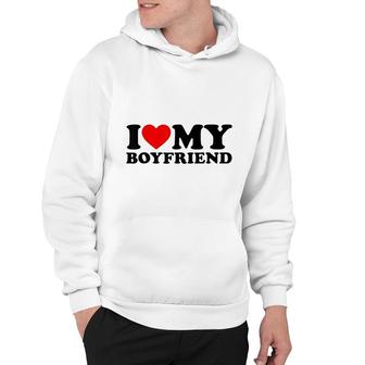 I Love My Hot Boyfriend I Heart My Hot Boyfriend Funny White Hoodie - Thegiftio UK