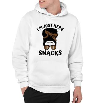 I'm Just Here For The Snacks Black Women Football Gameday Hoodie | Mazezy