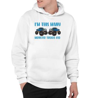 I'm This Many Monster Trucks Old Toddler 2 Years 2Nd Birthday Hoodie | Mazezy