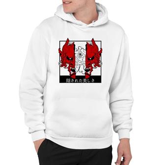 Japanese Demon Art Flower Devil Oni Harajuku Aesthetic Hoodie | Mazezy