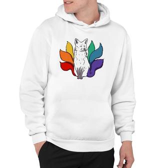 Japanese Kitsune Fox With Rainbow Tails, Lgbt Gay Pride Hoodie | Mazezy