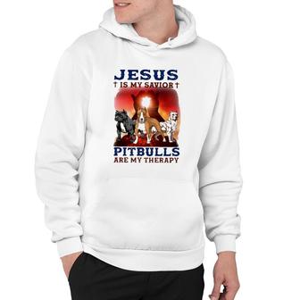 Jesus Is My Savior Pitbulls Are My Therapy Cross Hoodie | Mazezy DE
