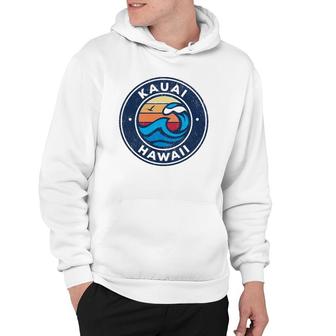 Kauai Hawaii Hi Vintage Nautical Waves Design Hoodie | Mazezy