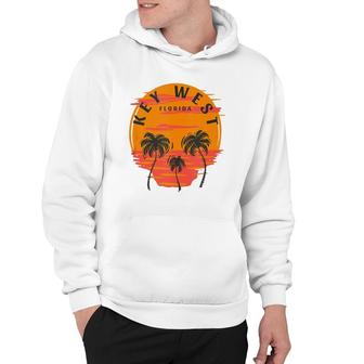 Key West Florida Palm Trees Sunset Skull Beach Vacation Hoodie | Mazezy