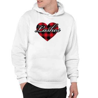 Lashes Heart Buffalo Plaid Valentine Spa Or Salon Wear Beautician Hoodie | Mazezy