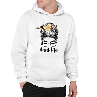 Leopard Auties Aunt Life Cute Messy Bun Girl Mother's Day Hoodie | Mazezy