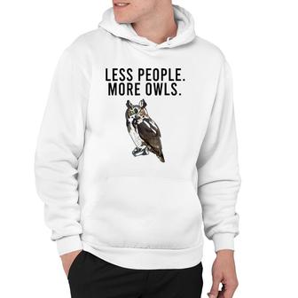 Less People More Owls Great Horned Owl Funny Introvert Hoodie | Mazezy