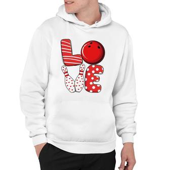 Love Bowling Ball And Pins Group Matching Valentine Bowling Hoodie | Mazezy