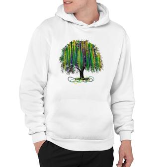 Mardi Gras Tree Beads New Orleans 2022 Watercolor Vintage Raglan Baseball Tee Hoodie | Mazezy