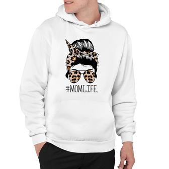 Mom Life Leopard Cheetah Messy Bun Mother's Day Hoodie | Mazezy
