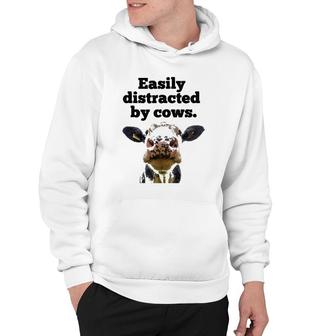 Moo Cow Dairy Cow Appreciation Easily Distracted By Cows Hoodie | Mazezy CA