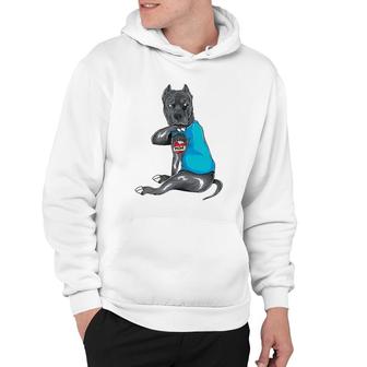 Mother's Day Gifts Funny Dog Pitbull I Love Mom Tattoo Hoodie | Mazezy