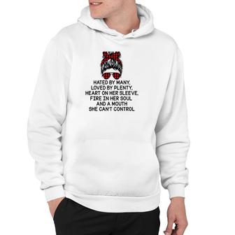 Nurse Hated By Many Loved By Plenty Heart On Her Sleeve Fire In Her Soul And A Mouth She Can’T Control Messy Bun Buffalo Plaid Bandana Hoodie | Mazezy