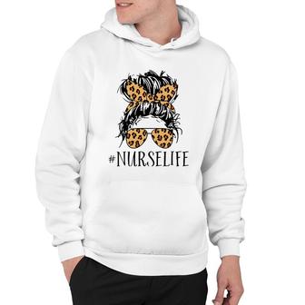 Nurse Life Messy Bun Leopard Hoodie | Mazezy CA