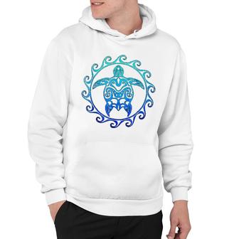 Ocean Blue Tribal Hawaiian Sea Turtle Hoodie | Mazezy