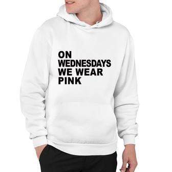 On Wednesdays We Wear Pink Stacked Text Hoodie - Thegiftio