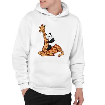 Panda Riding Giraffe Animal Lover Gift Hoodie | Mazezy DE