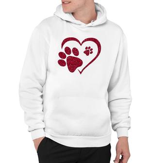 Paw Print Heart Dog Cat Owner Lover Girl Valentine's Day Hoodie | Mazezy
