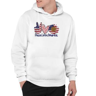 Peace Love America 4Th July Patriotic Sunflower Heart Sign Hoodie | Mazezy
