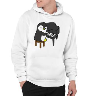 Penguin Playing Piano Pianist Gift Hoodie | Mazezy