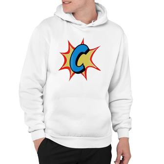Personalized Comic Book, Letter Initial C, Cartoon Hoodie | Mazezy
