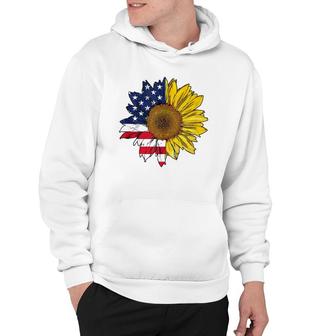 Plus Size Graphic Sunflower Painting With American Flag Hoodie | Mazezy
