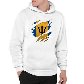 Proud Barbadian S Torn Ripped Barbados Flag Hoodie | Mazezy