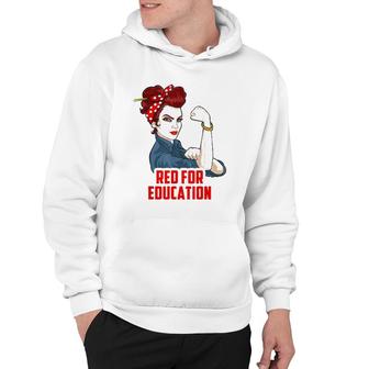 Red For Education Strong Women Teacher Women Men Kids Hoodie | Mazezy
