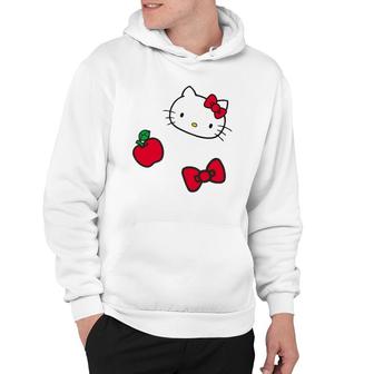 Retro Patches Red Apple Bow Hoodie | Mazezy