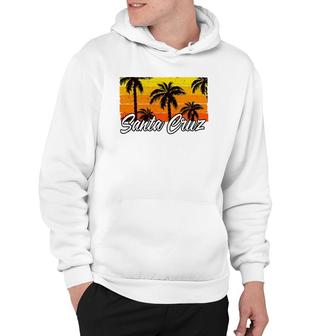 Retro Vintage Santa Cruz California Palm Tree Summer Sunset Hoodie | Mazezy