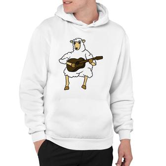 Sheep Playing Guitar Funny Guitarist Cartoon Animal Gift Hoodie | Mazezy
