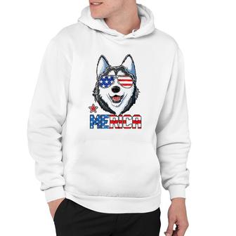 Siberian Husky 4Th Of July Gifts Merica Men American Flag Hoodie | Mazezy