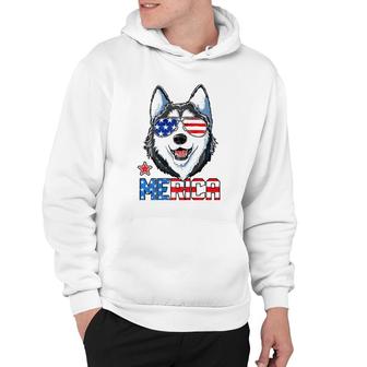 Siberian Husky 4Th Of July Gifts Merica Men American Flag Hoodie | Mazezy