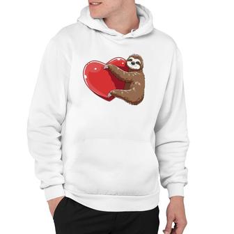 Sloth Heart Valentine's Day Sloth Lovers Sloth Hugging Heart Hoodie | Mazezy