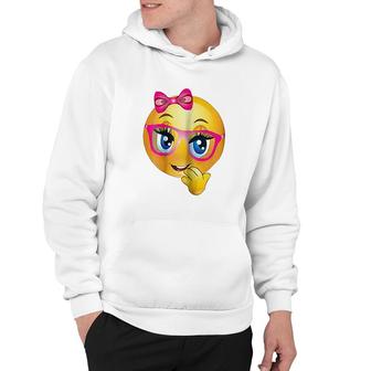 Smiling Giirl Bling Face Glasses Emojis Hoodie | Mazezy