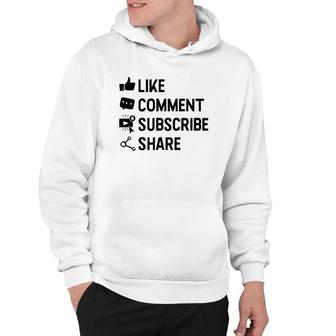 Social Media Like Comment Subscribe Share Gift Hoodie | Mazezy