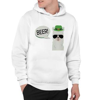 St Patricks Day Cool Llama Beer Hoodie | Mazezy