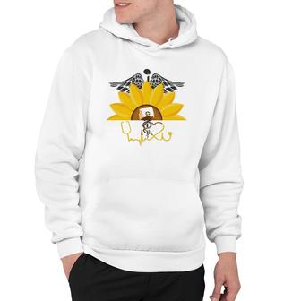Sunflower With Nurse Heartbeat Nursing Wing Rn Lpn Crna Day Hoodie | Mazezy