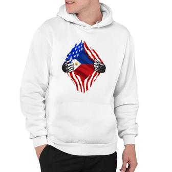Super Filipino Heritage Philippines Roots Usa Flag Gift Hoodie | Mazezy