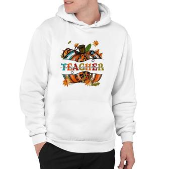 Teacher Thankful Grateful Blessed Pumpkin Autumn Leaf Hoodie | Mazezy