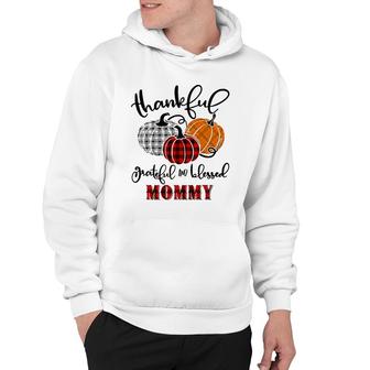Thankful Grateful Blessed Mommy Buffalo Plaid Thanksgiving Hoodie | Mazezy CA