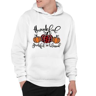 Thankful Grateful Blessed Women Plaid Pumpkin Thanksgiving Leopard Stripe Color Block Fall Hoodie - Thegiftio
