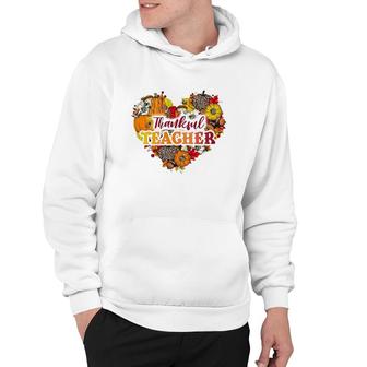 Thankful Teacher Leopard Pumpkin Heart Happy Thanksgiving Day Hoodie | Mazezy