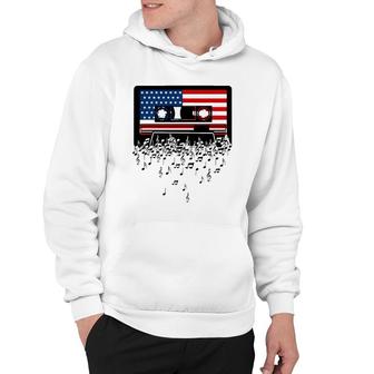 Usa American Flag Music Notes & Retro Cassette 4Th Of July Hoodie | Mazezy