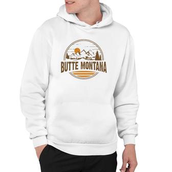 Vintage Butte Montana Mountain Hiking Souvenir Print Hoodie | Mazezy DE